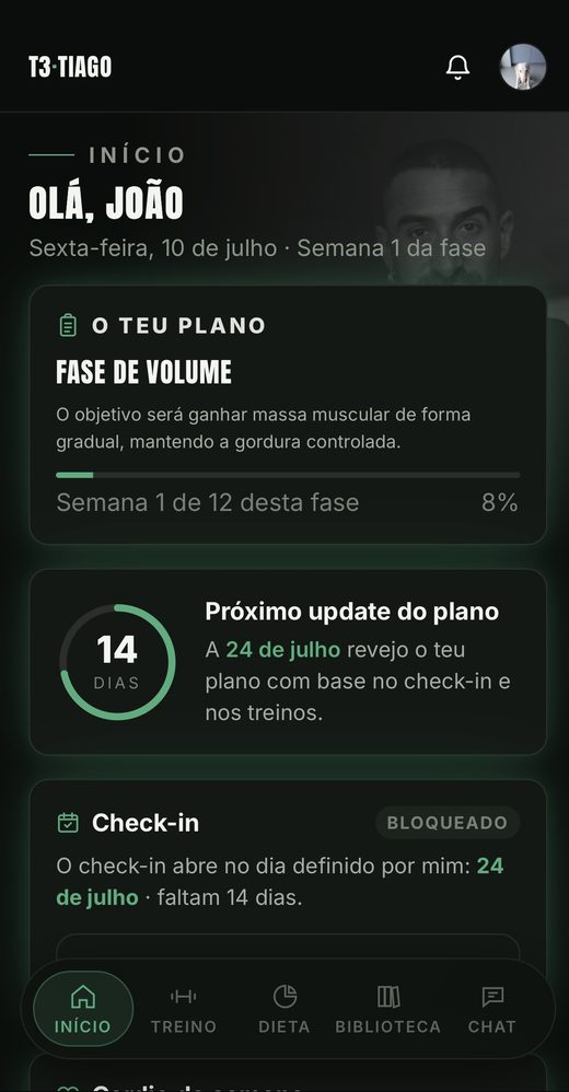 T3·TIAGO app home screen