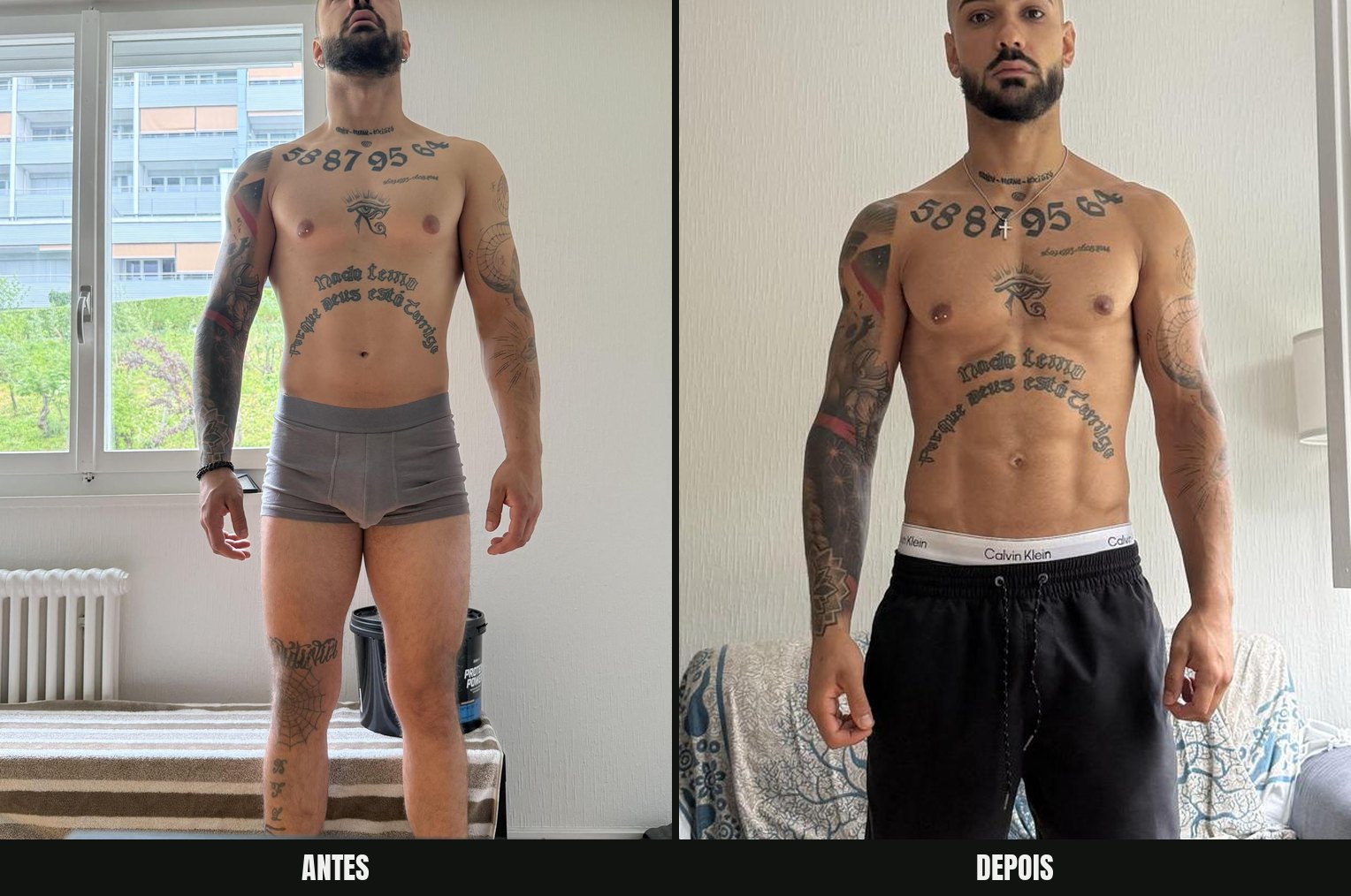 Before and after of the client who avoided carbs