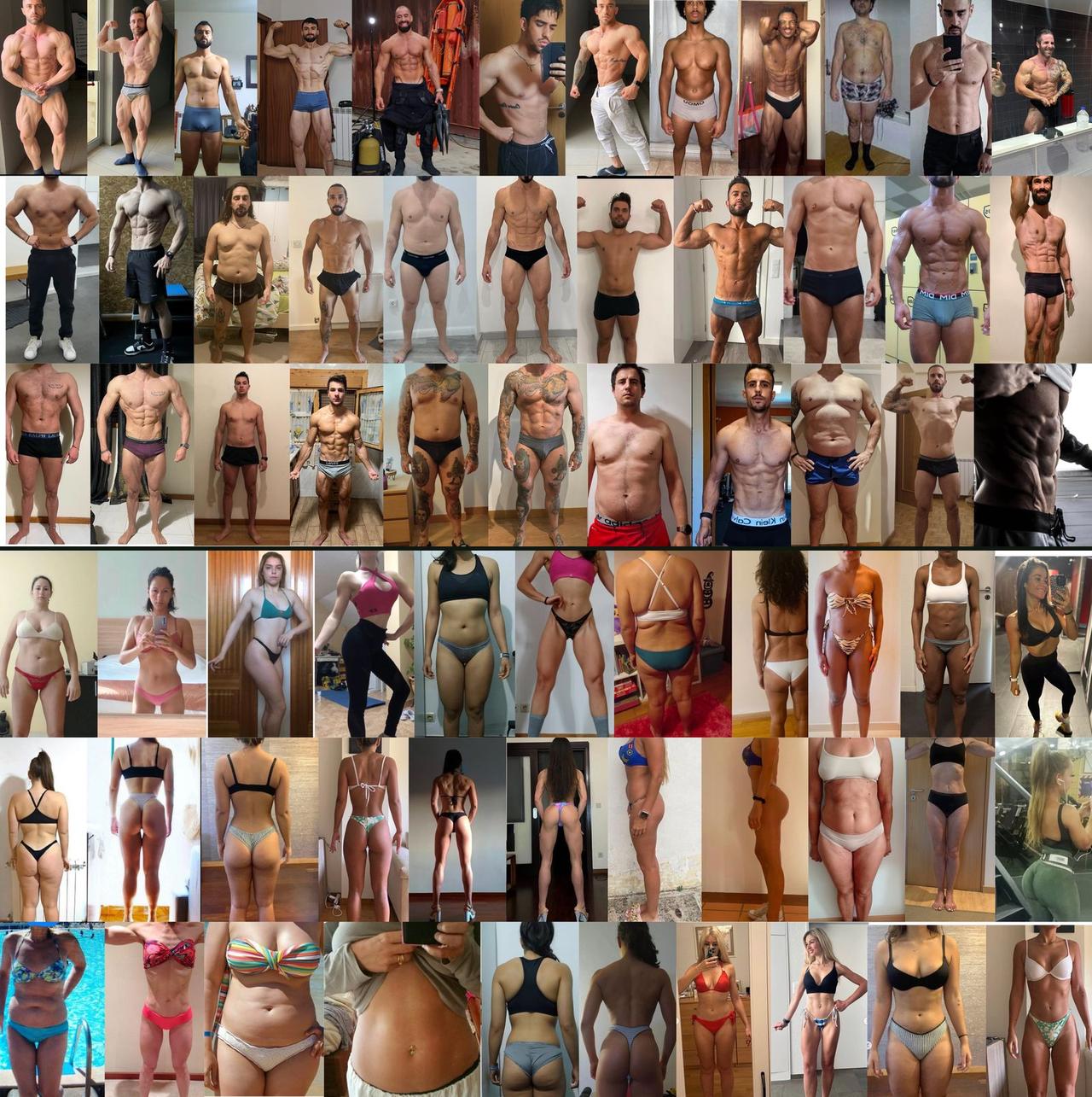 Mosaico de transformações de clientes T3 Tiago, homens e mulheres